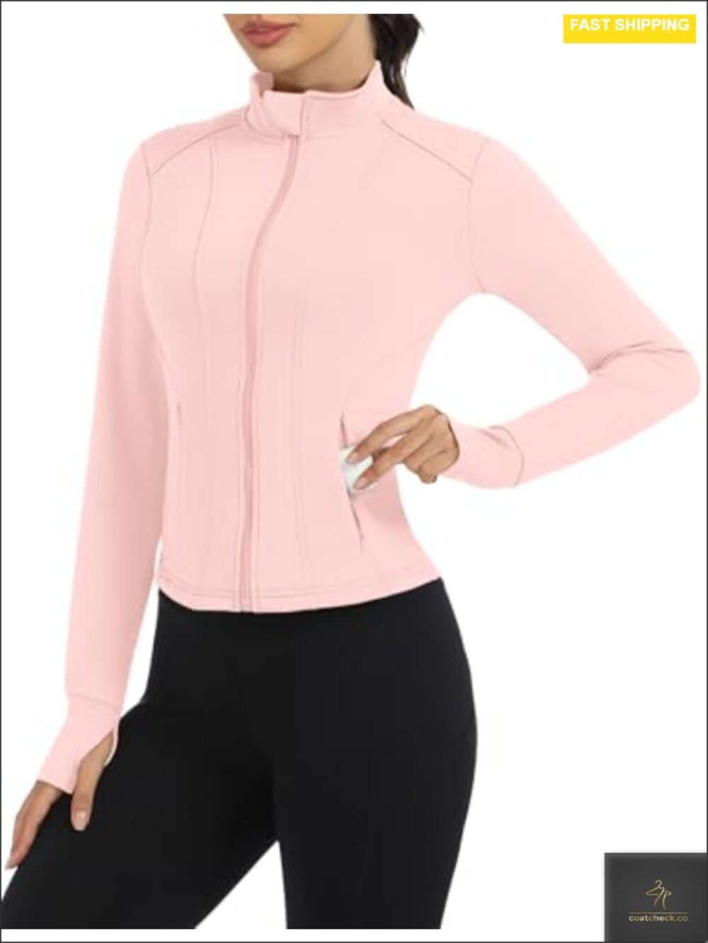 Women's Cropped Athletic Jacket Lightweight Zip Up Running Yoga Top with Pockets